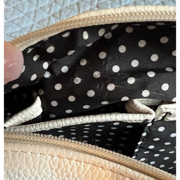 Lulu Guinness Handbag White Top Handle Satchel Zip Close Pockets Silver Accents - Picture 12 of 16